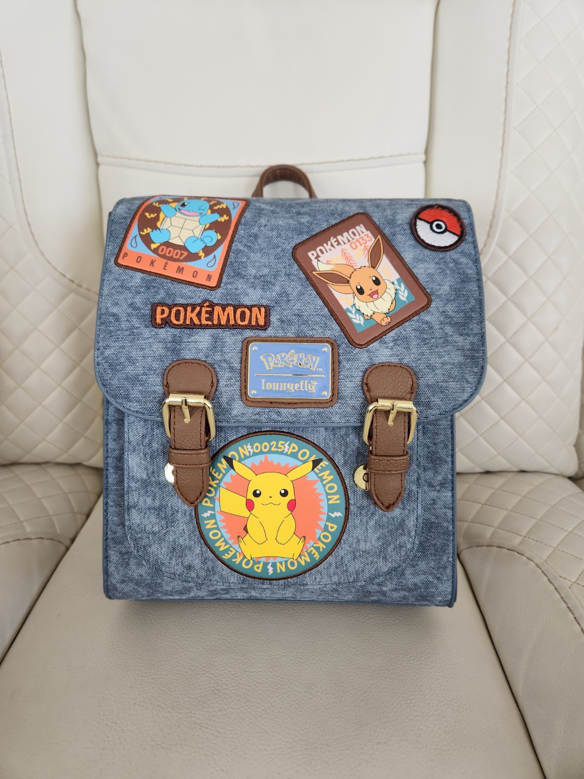 Loungefly Pokémon Patches Denim Camping Mini Backpack