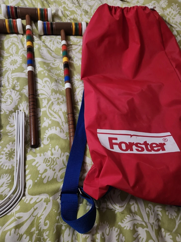 Juego de croquet de madera Forster Winthrop vintage con bolsa para 6 jugadores. increíble estado Foto 4 de 4