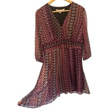 Diane Von Furstenberg Women's Dress V-Neck 3/4 Sleeve Purple SZ 10