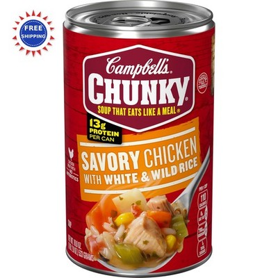 Canned Soup Chunky Savory Chicken White Wild Rice 18.8 Oz Campbells
