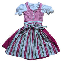 Children's dirndl dirndl set Isar costumes size 98 pink with apron + blouse cotton