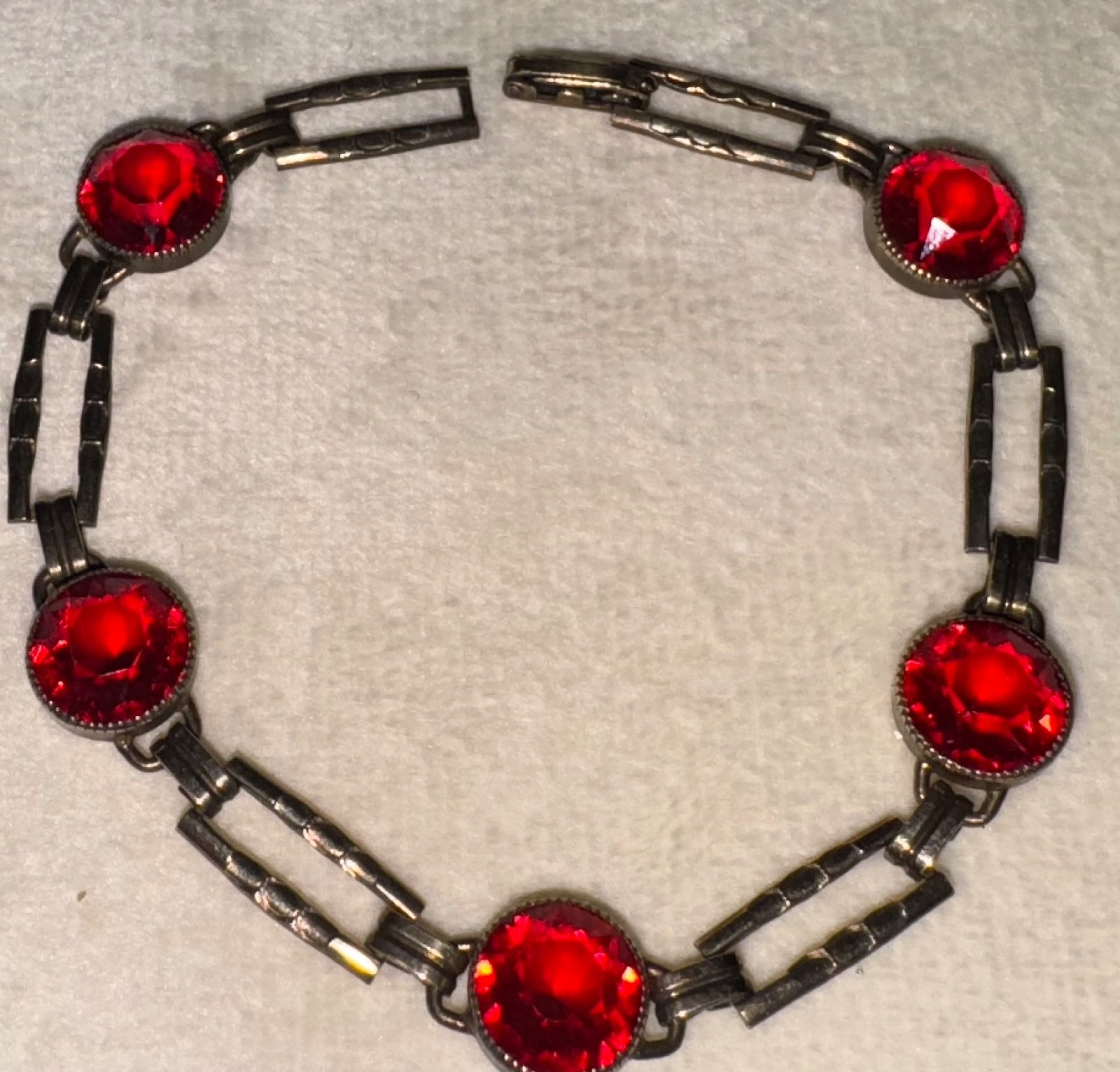 Reverse Rivoli Cut Bezel Set Ruby Red Rhinestone … - image 9