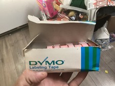 Vintage Dymo Labeling Tape 1/2" X 12' Glossy Black 7 Rolls NOS 0158-09
