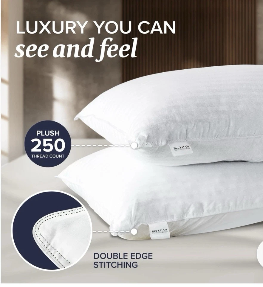 Juego de 2 almohadas de cama Beckham Hotel Collection tamaño king - alternativa de plumón Foto 3 de 4