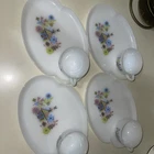 1950's Federal Glass Company Milk Glass Chalet Snack Set Plate & Cup Vintage Set