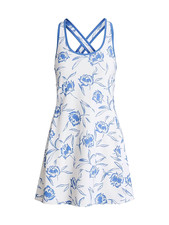 RLX Ralph Lauren Floral Stretch Interlocken Tennis Dress Size Small White Blue