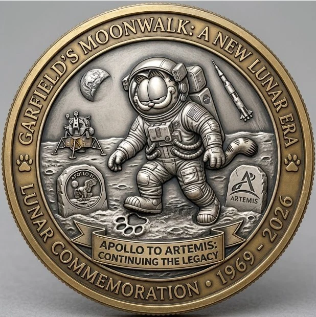Garfield Apollo 57th Anniversary Gift For Fan  Commemorative Coin