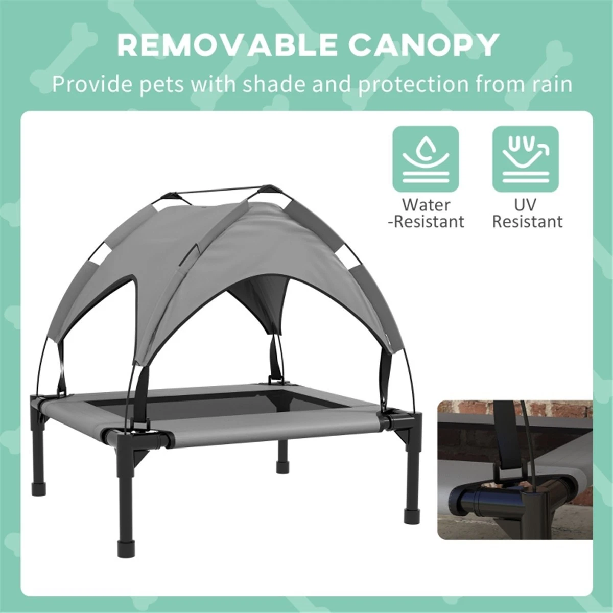 Elevated Pet Bed with Canopy for Small & Medium Dogs Grey