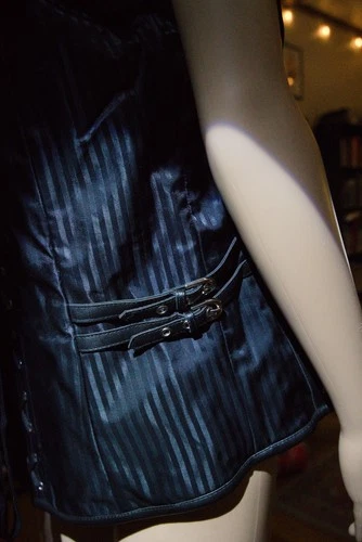 Mens Gothic Steampunk Corset Vest 3X Black Chain Buckle Lace Up Victorian Cospla image 4