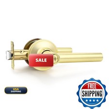Brotima 1 Pack Gold Privacy Door Handles Interior, Brushed Gold Privacy Lever