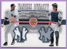 2001 UPPER DECK YANKEES DYNASTY ROGER CLEMENS/JORGE POSADA DUAL JERSEY #YJ-CP