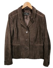 Wallace Sacks Leather Collection Jacket Split Womens UK14 Brown Cowgirl 0883