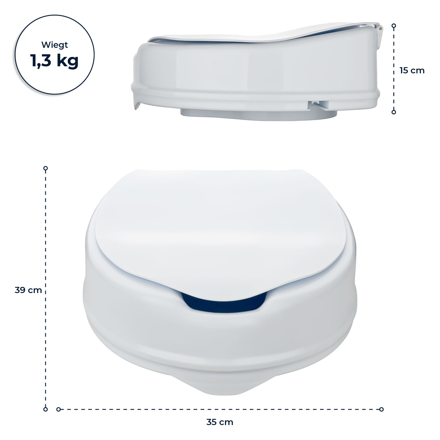 flexilife Toilettensitzerhöhung mit Deckel für Senioren - wahlweise 10cm o. 15cm
