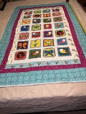 Handcrafted 60  x39  Nursery Quilt Multicolor Animal Theme So Adorable