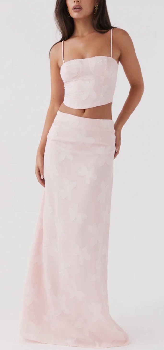 Peppermayo Women’s “best Love” Pink Petal Set Bustier Top Maxi Skirt 4