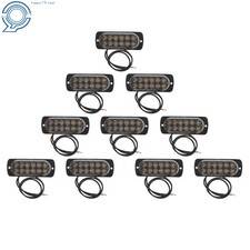 12 Led Wmounting Kit Yellow Amber 12v Car Emergency Strobe Lights Bar 10 Pieces
