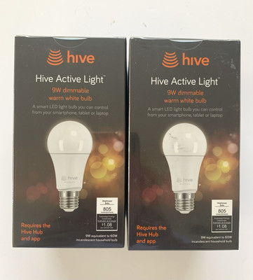 Hive Active Light LED Light Bulb for Smart Home 9W Dimmable Lot of 2 NEW SEALED