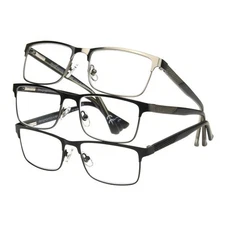 Design Optics by Foster Grant +2.50 Full Metal Square Reading Glasses 3-Pack