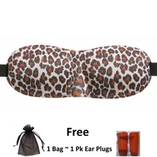 3D Eye Mask Travel Sleep Soft Padded Shade Cover Rest Relax Blindfold Leopard