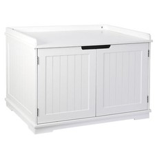 Cat Litter Box Enclosure Furniture Hidden Litter Box Cabinet Cat Washroom White