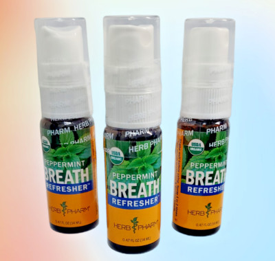 3 Pack Herb Pharm Herbal Breath Refresher Peppermint 0.47 fl oz Each Bottle 3/29