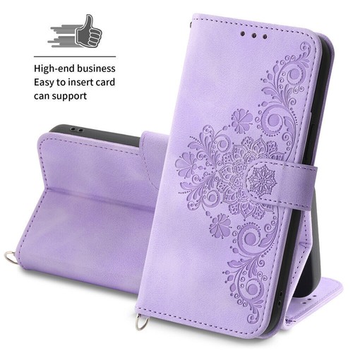 Leather Crossbody Flower Wallet Phone Case For Samsung S25 S24 S23 S22 S21 S20FE - Picture 4 of 75