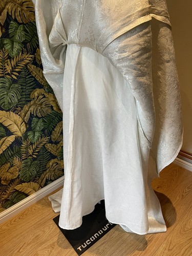 Vintage 1950s Wedding Dress Bridal Gown With Train 8 10 Silver Thread Design - Picture 10 of 12