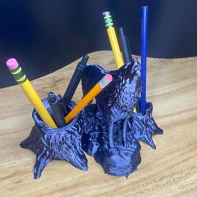 Black Wolf Pen Pencil Holder 3D Printed Desk Organizer Unique Office Decor Gift