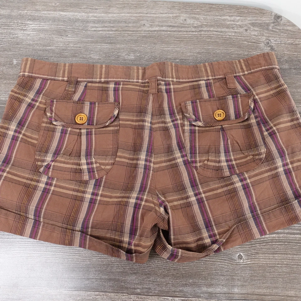 OP OCEAN PACIFIC FLAT FRONT PLAID CHINO SHORTS WOMENS SIZE 15 - Image 3 of 4