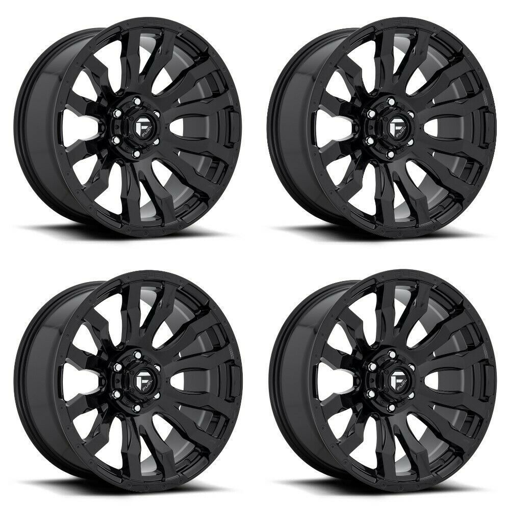 Image of Set 4 20" Fuel D675 Blitz 20x12 5x5 Gloss Black Wheels -44mm For Jeep Truck Rims