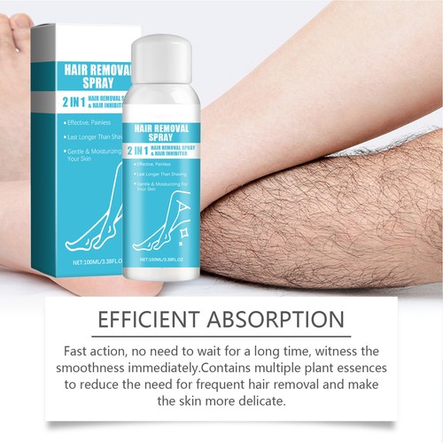Hair Removal Spray Stop Hair Growth Inhibitor Remover for Face&Body - Foto 9 di 12
