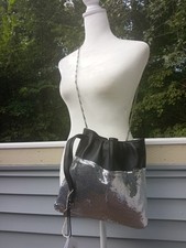 Nwt Paco Rabanne Shoulder Bag Leather Metallic Mesh Black Medium Logo Rare $800