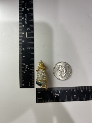 3 Gold-Plated Owl Pins with CZ & Make Up Pot - Picture 5 of 6