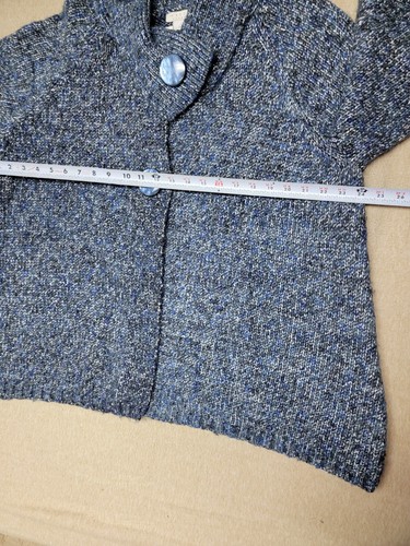 TWEEDS Woman's 2X Sweater Jacket 2-SNAP Front 3/4 Wide Sleeve Knit Blue Heather - Picture 3 of 6