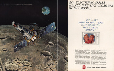 1965 RCA: Live Close Ups of the Moon Vintage Print Ad