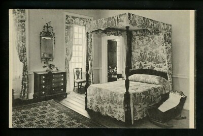 Interiors postcard Westmoreland County Virginia VA Stratford Hall Bedroom cradle