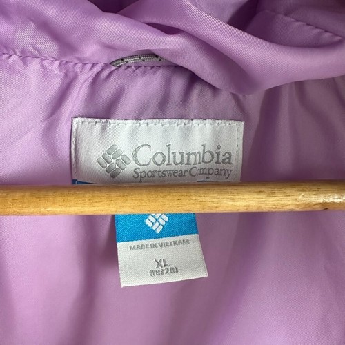 Columbia Girls XL 18/20 Purple Puffer faux fur Hooded Raincoat Jacket - Picture 4 of 10
