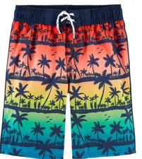 OshKosh Palm Tree Swim Trunks Multi Size 10/12 2996