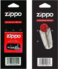 Zippo Flints and Wick Replacement 1 Flint Pack and 1 Wick Pack
