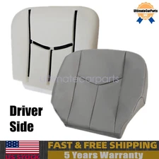 Driver Bottom Leather Seat Cover & Foam Pad Gray For 2003-2006 Chevy Silverado
