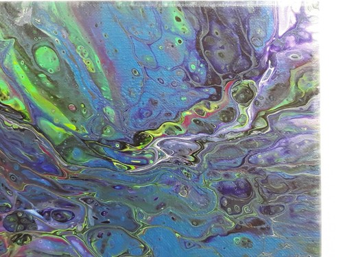 Abstract Art in Acrylics on Signed Stretched Canvas 11×14 Blues Greens & Purples - Picture 5 of 10