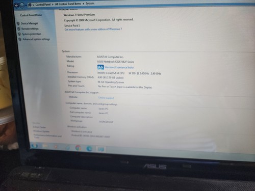 ASUS K52F Laptop Intel Core i3-M370 @ 2.40 Ghz, 4.0 GB RAM 64 bit sistema operativo - Foto 2 di 7