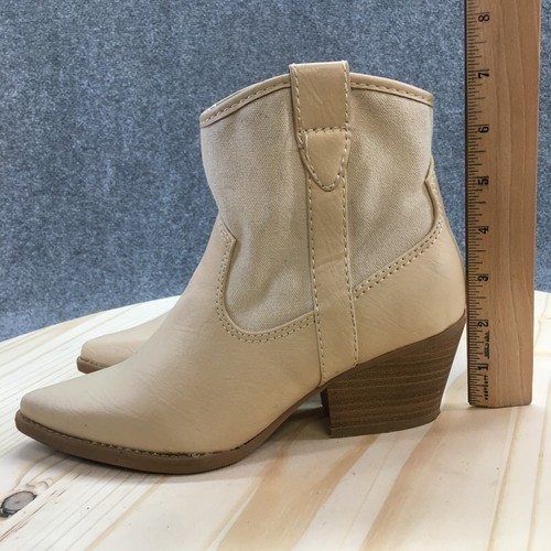 Universal Thread Boots Womens 6.5 Western Booties Beige Faux Leather Pointed Toe - Picture 13 of 17