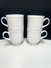 Set of 4 Tuxton Restaurant Ware Grade White Stackable Coffee Tea  Mugs Ceramic
