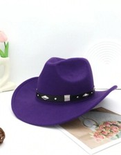 Purple Western Cowboy, Cowgirl Hat, Silver Diamond Band Unisex Rodeo Hat