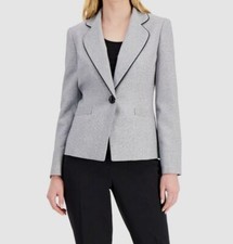 100 Le Suit Women's Gray Cross-Dye Blazer Suit Jacket Size 6
