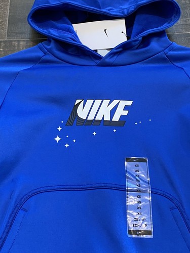 NEW Nike Therma-Fit Graphic Pollover Hoodie Boys XS Sweatshirt - Game Royal - Picture 6 of 8