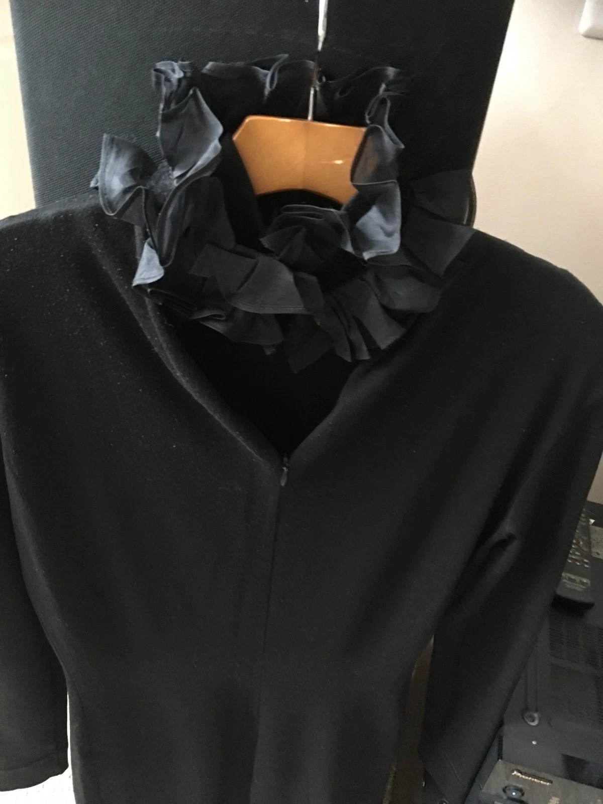 MOSCHINO Vestito Maglione Nero con Collo Nylon Velluto Increspato Lana Acrilico Tg 6