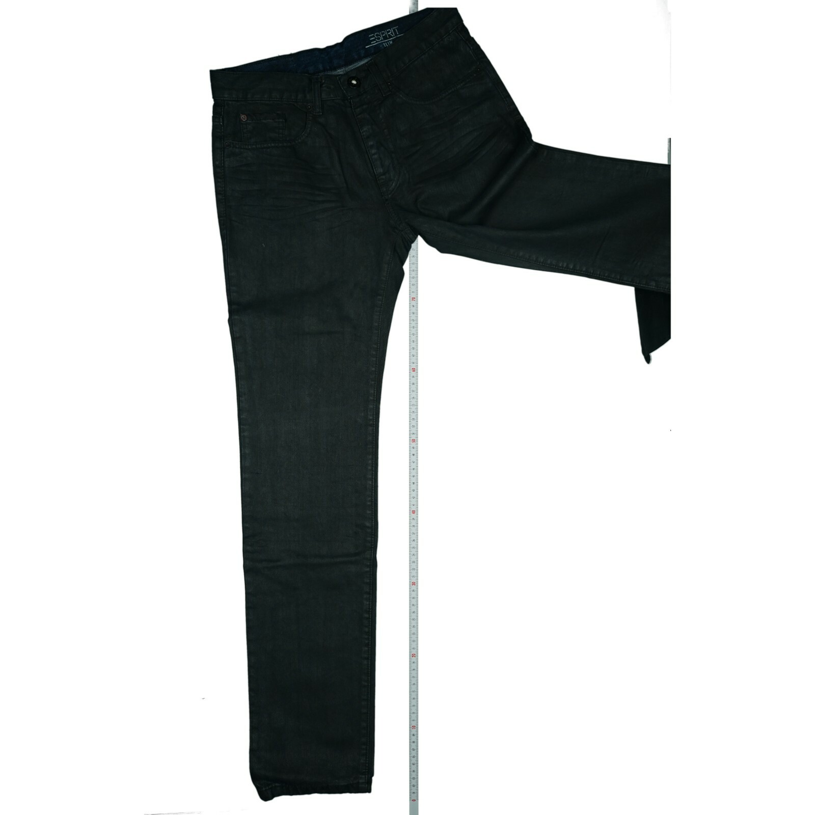 Esprit Mens Jeans Trousers Slim Fit Straight W29 L32 Dark Blue Black Gloss NEW image 5