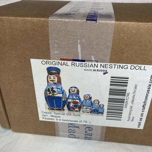 Set of 5 Wooden Nautical/Sailors Nesting Dolls - Russian Matryoshka NEW In Box - Picture 10 of 11